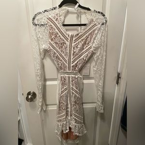 For Love & Lemons backless white lace dress